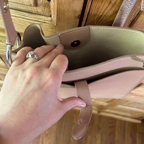 Rebecca Minkoff Small Megan Leather Crossbody Feed‎ Bag Purse Blush Pink Cream - Picture 9 of 16